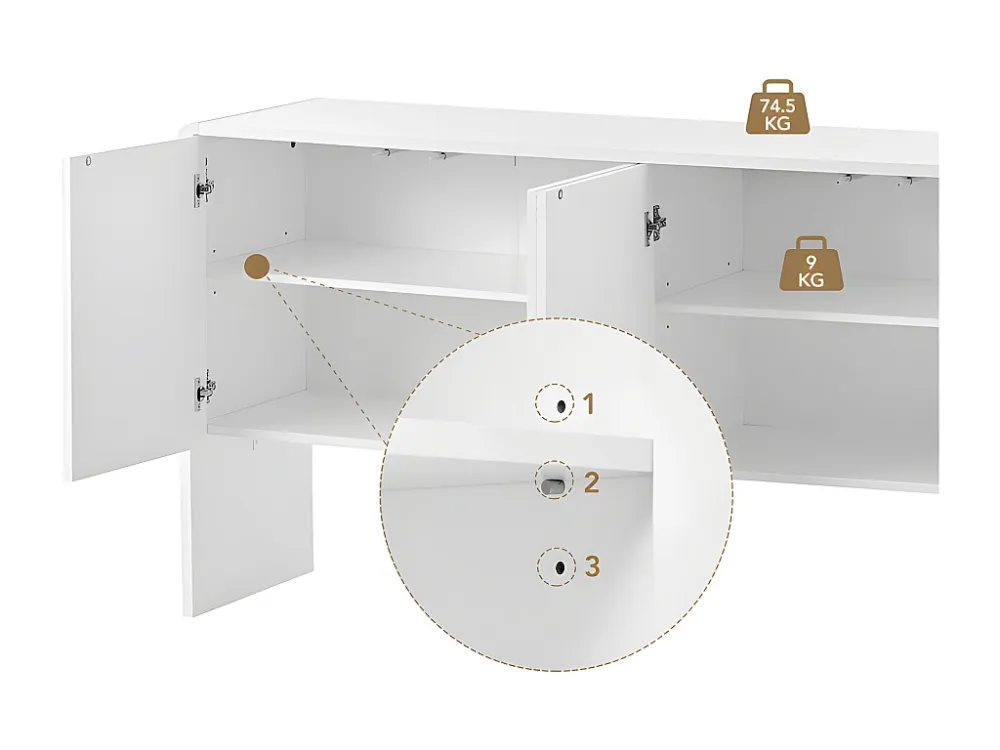 MDF dressoir - met hoogte verstelbare planken - WIT ModernLuxe