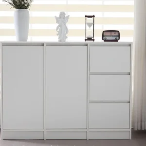 Modern dressoir - 2 deuren en 3 lades - met verstelbare planken - Wit ModernLuxe