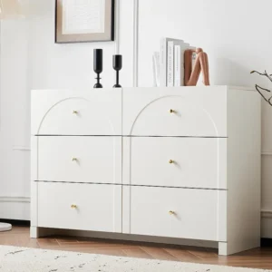 Modern dressoir - 6 deuren met metalen handgrepen - Wit ModernLuxe