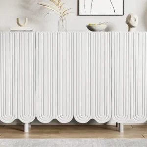 Modern dressoir - 4 deuren met U-patroon en planken - zwart ModernLuxe