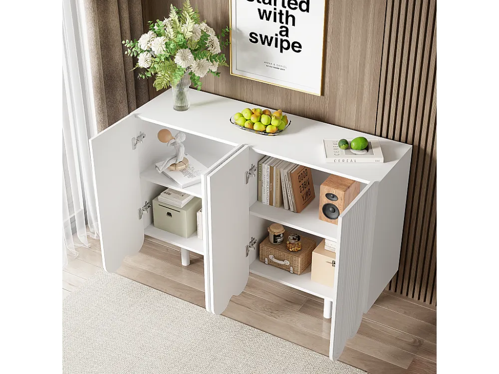 Modern dressoir - 4 deuren met U-patroon en planken - zwart ModernLuxe