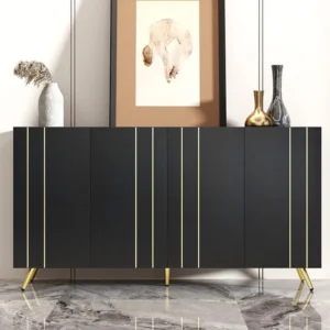Modern dressoir - 4 deuren met verstelbare planken - Zwart ModernLuxe
