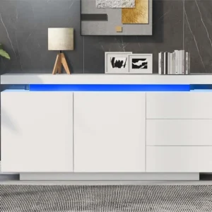 Modern dressoir met LED - 2 deuren en 3 lades - Wit ModernLuxe