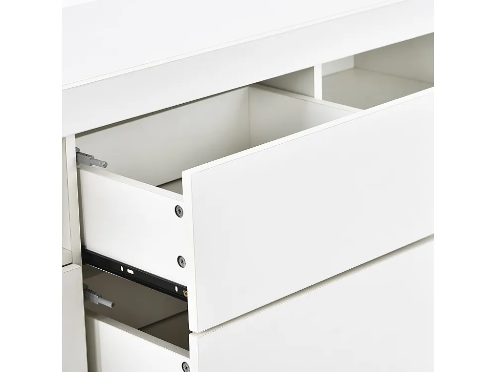 Modern dressoir met LED en 4 laden 2 open vakken - wit ModernLuxe