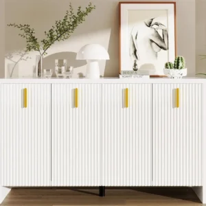 Modern dressoir - met verstelbare planken - gouden handgrepen - Wit ModernLuxe
