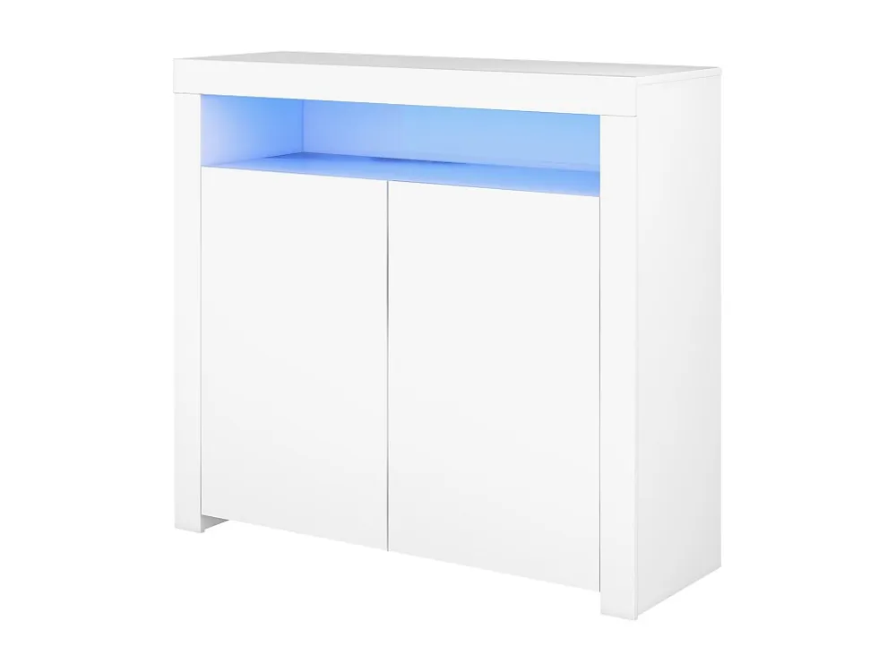 Opbergdressoir met LED-verlichting en 2 deuren voor woonkamer en eetkamer - wit ModernLuxe
