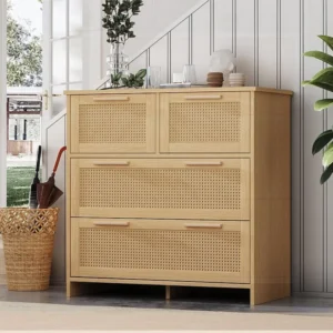 Rotan dressoir - 4 laden met massief houten handgrepen - Naturel ModernLuxe