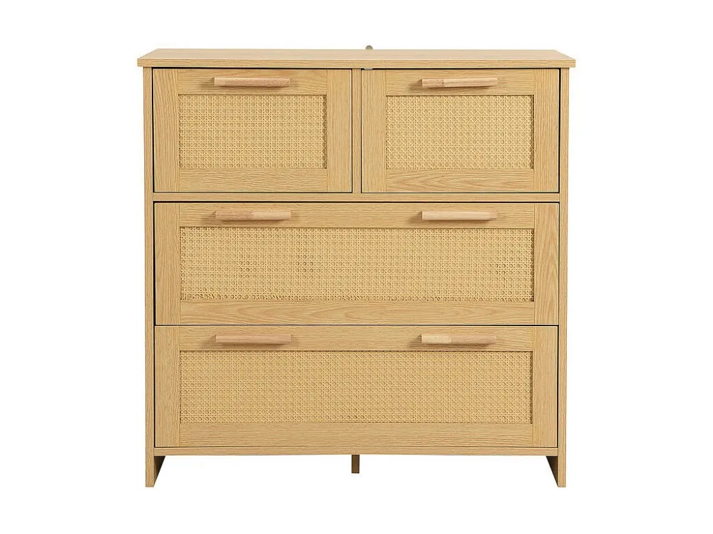Rotan dressoir - 4 laden met massief houten handgrepen - Naturel ModernLuxe