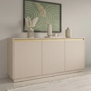 Buffetkast met 3 deuren van mdf - Beige en goudkleurig - POSINIA PASCAL MORABITO