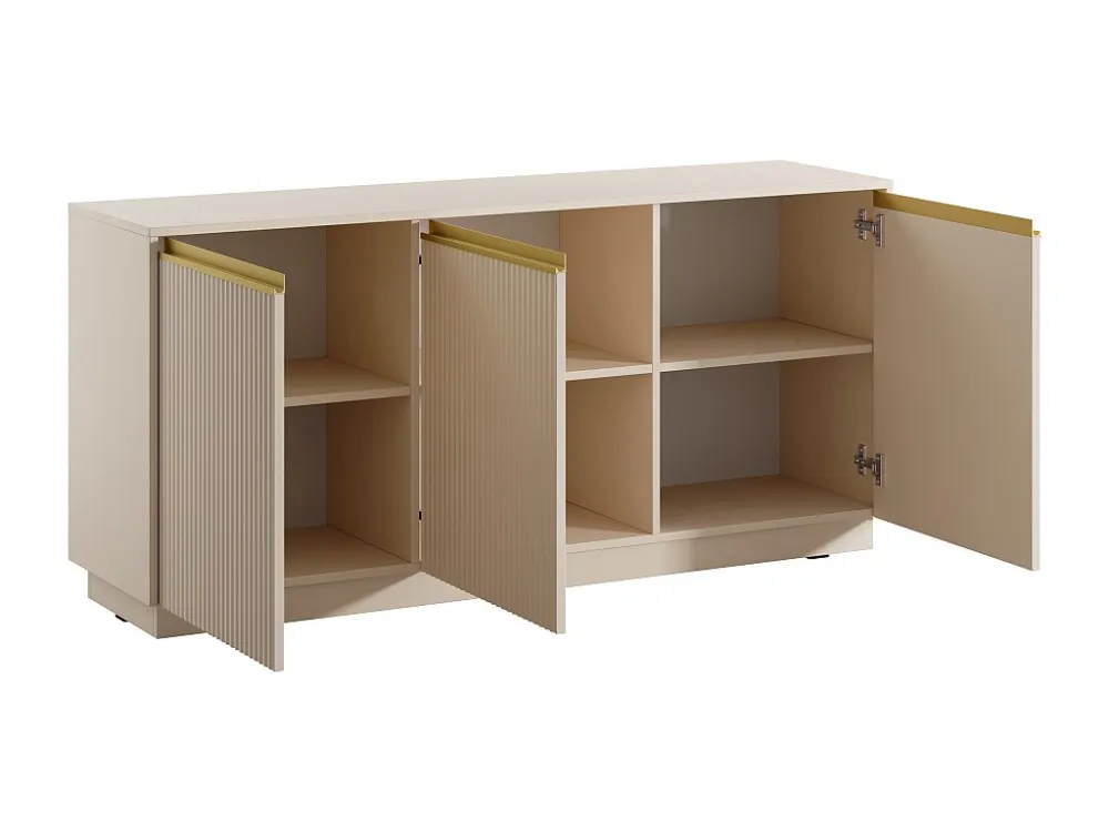 Buffetkast met 3 deuren van mdf - Beige en goudkleurig - POSINIA PASCAL MORABITO