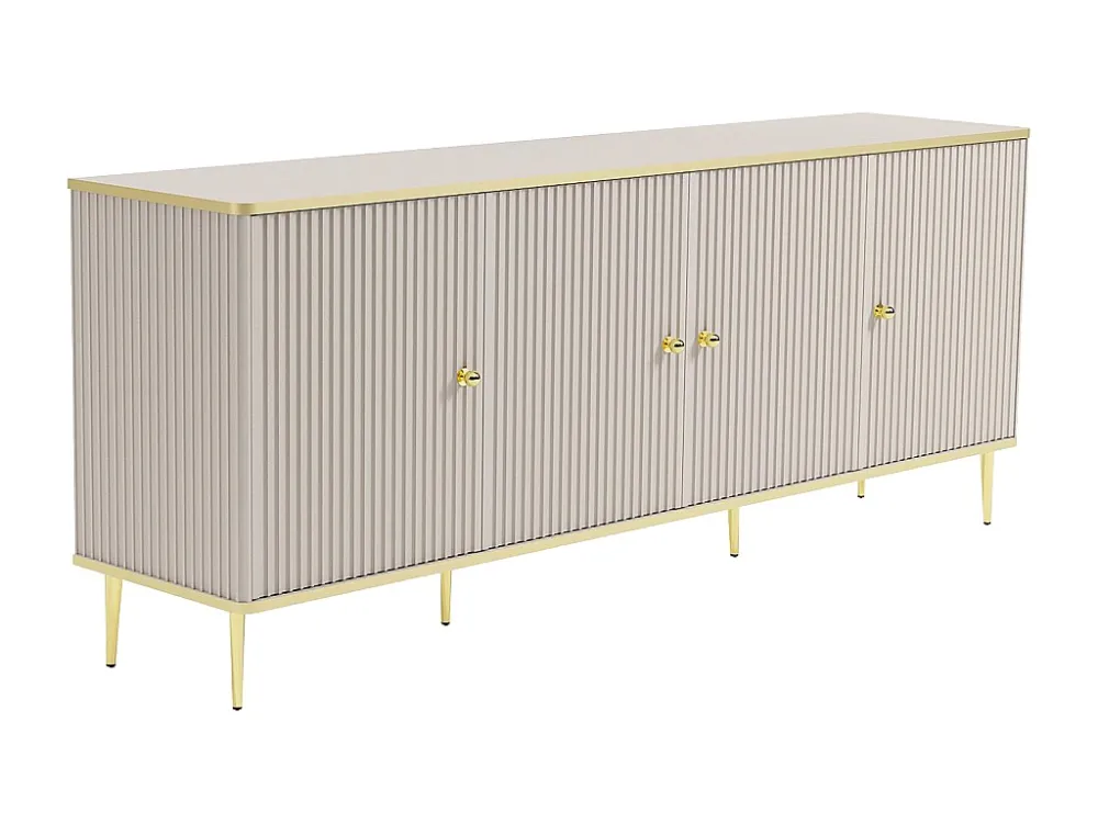 Buffetkast met 4 deurtjes van mdf en staal - Beige en goudkleurig - SINEAD PASCAL MORABITO