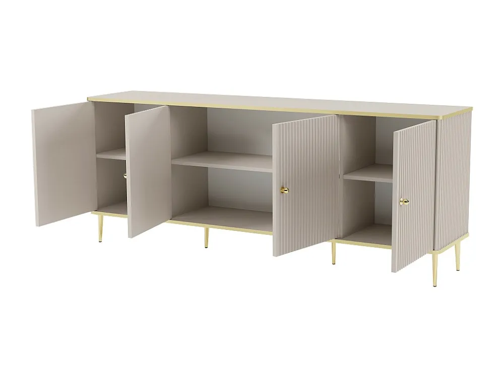 Buffetkast met 4 deurtjes van mdf en staal - Beige en goudkleurig - SINEAD PASCAL MORABITO