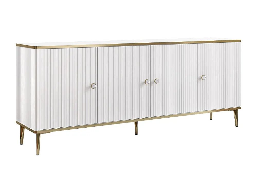 Buffetkast met 4 deurtjes van mdf en staal - Wit en goudkleurig - SINEAD PASCAL MORABITO