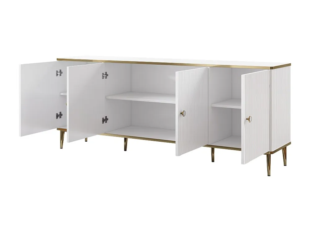 Buffetkast met 4 deurtjes van mdf en staal - Wit en goudkleurig - SINEAD PASCAL MORABITO