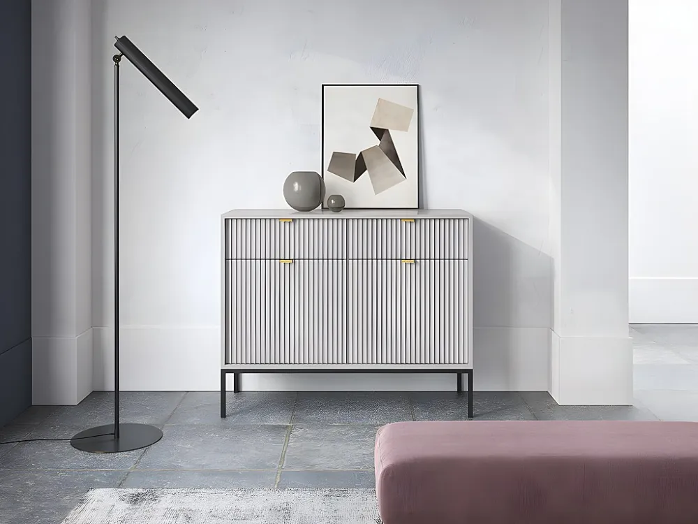 Dressoir met 2 deuren en 2 laden - Grijs - LIOUBA - Koop nu eenvoudig en goedkoop online PASCAL MORABITO
