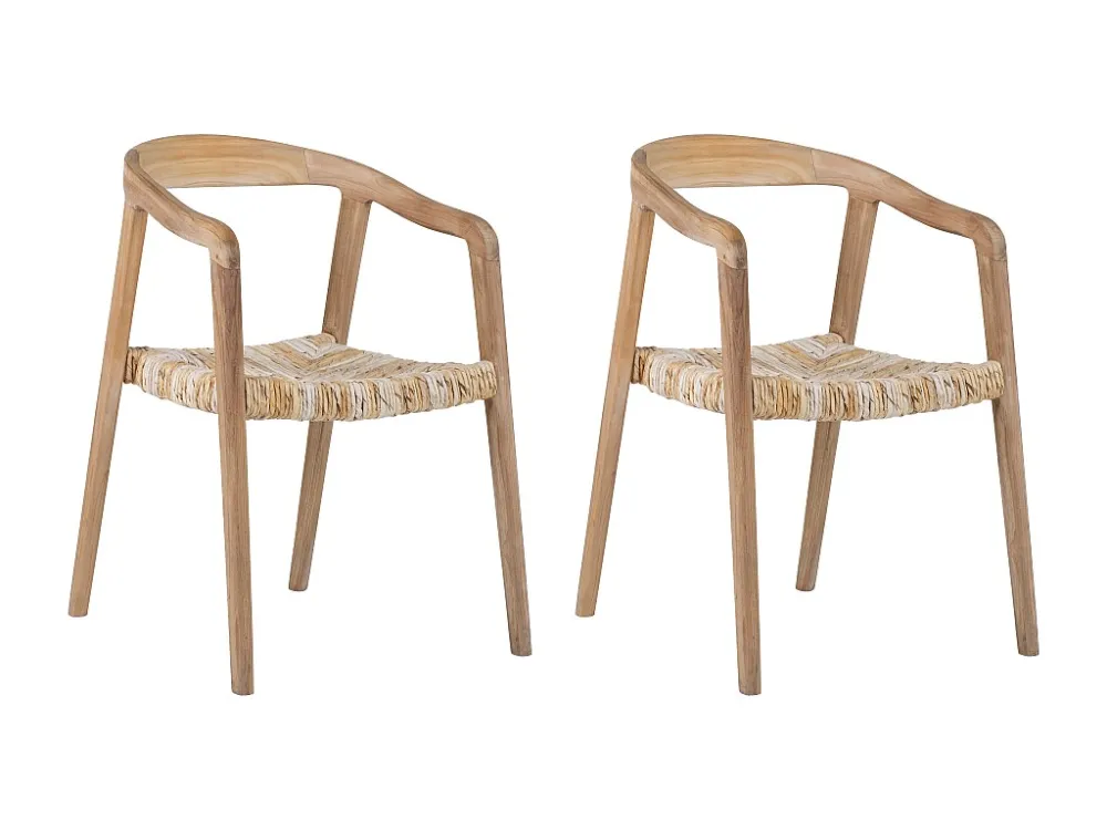 Set van 2 stoelen met armleuningen van teakhout - Licht naturel - JUNARIA