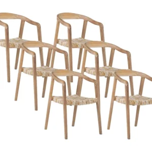 Set van 6 stoelen met armleuningen van teakhout - Licht naturel - JUNARIA