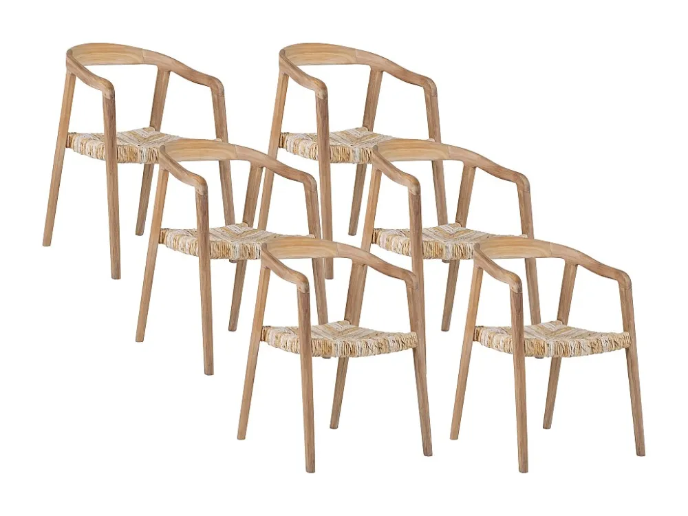 Set van 6 stoelen met armleuningen van teakhout - Licht naturel - JUNARIA