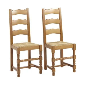 Set van 2 stoelen SEGUIN - Massief beuken en zitting van roggestro