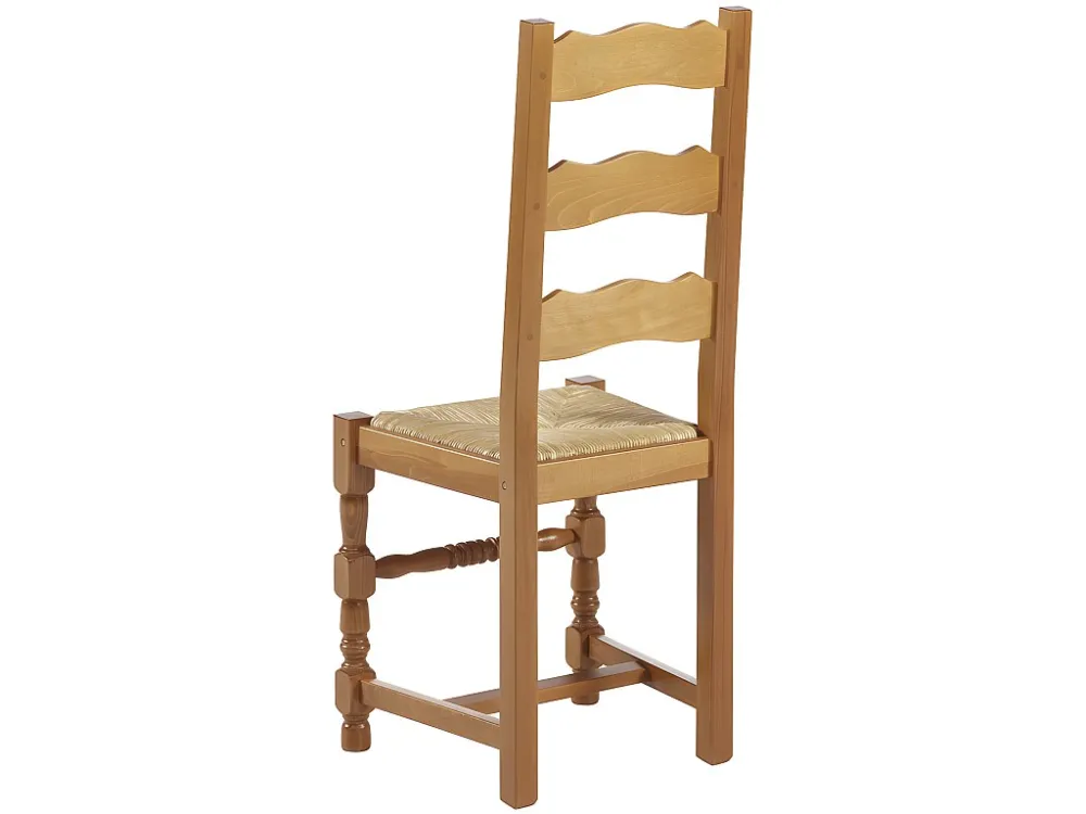 Set van 6 stoelen SEGUIN - Massief beuken en zitting van roggestro