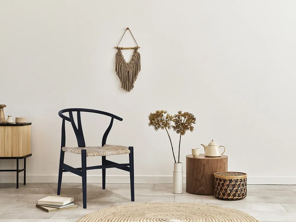 Set van 2 stoelen van teak en riet - Houtlook en zwart - POGIANA