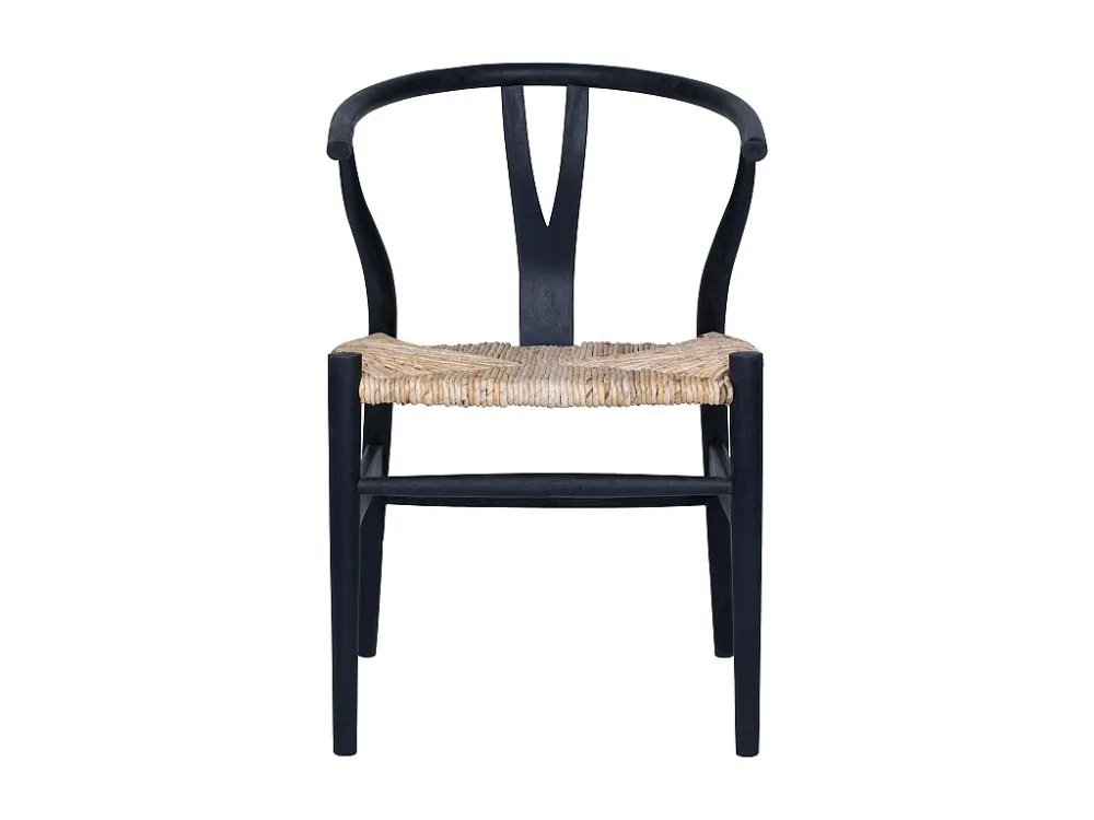 Set van 2 stoelen van teak en riet - Houtlook en zwart - POGIANA
