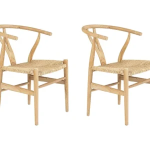 Set van 2 stoelen van teakhout en riet - Kleur: naturel - POGIANA - Koop nu online
