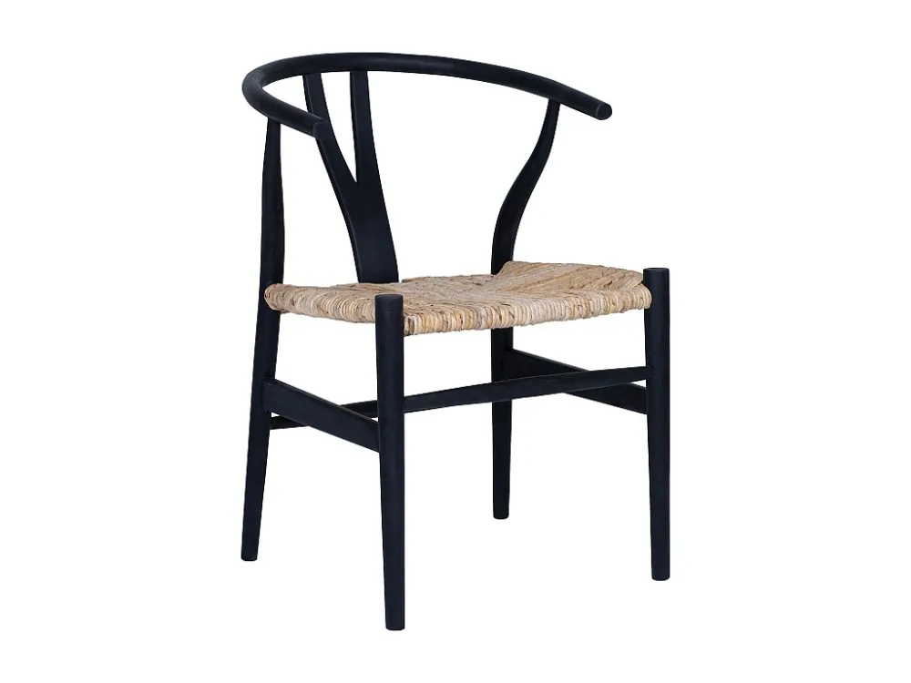 Stoel van teak en riet - Zwart en houtlook - POGIANA