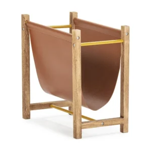 Tijdschriftenrek Bento synthetisch leer en natuurlijk hout VS Venta-stock