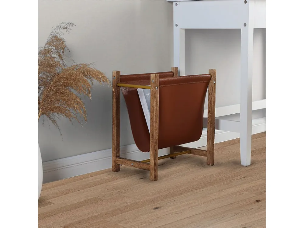 Tijdschriftenrek Bento synthetisch leer en natuurlijk hout VS Venta-stock