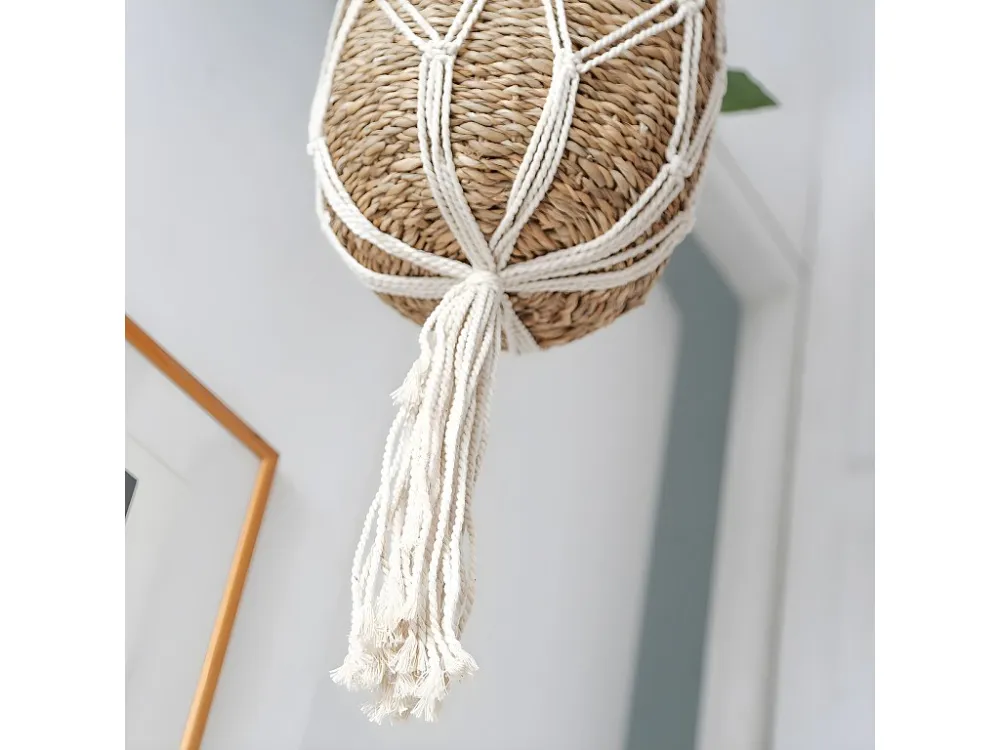 Hangende Macramé Mand met Plantenhouder van Zeewier Calicosy