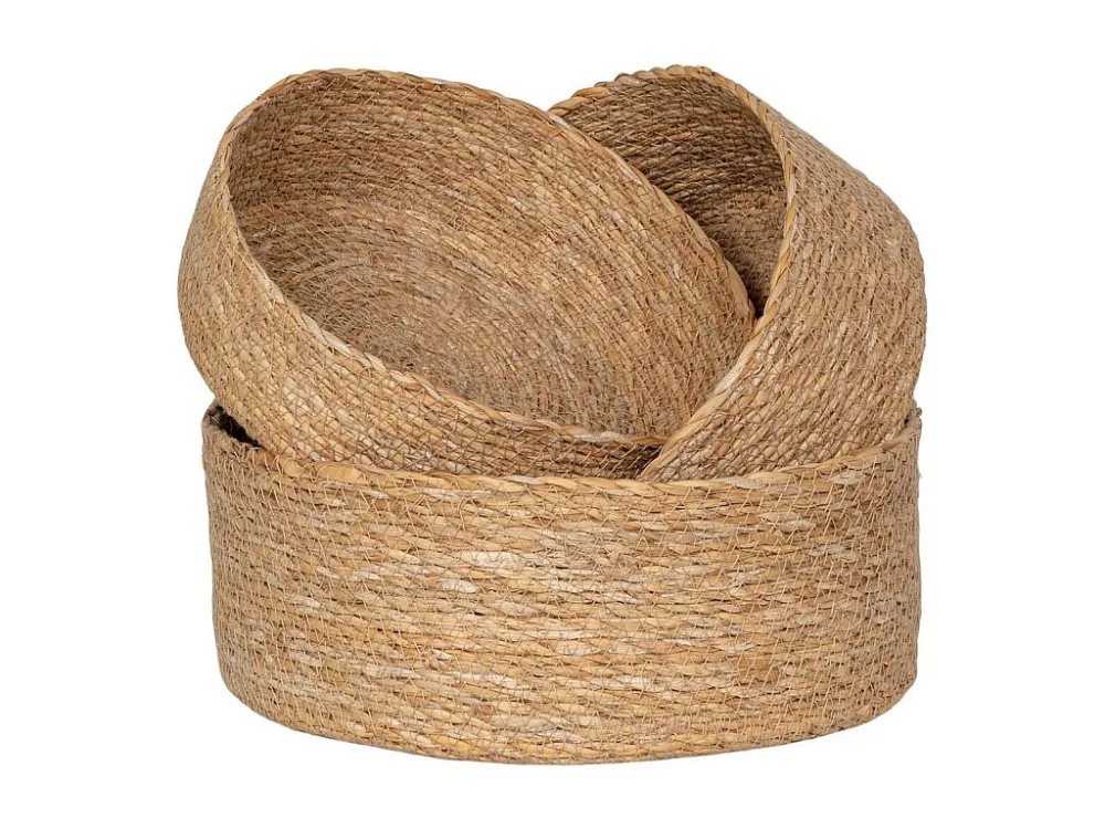 Lot de 3 Paniers Décoratifs de Rangement Batam, Marron, 25x25x10 cm, EPIKASA