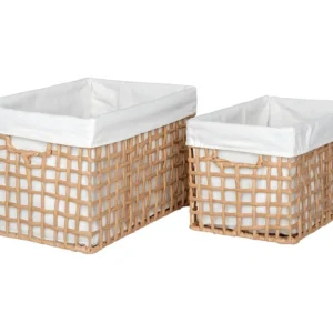 Lot de 2 Paniers Décoratifs de Rangement Bustelo, Marron, 35x25x22 cm, EPIKASA