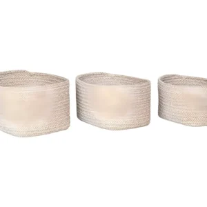 Lot de 3 Paniers Décoratifs de Rangement Cadima, Beige, 23x18x13 cm, EPIKASA