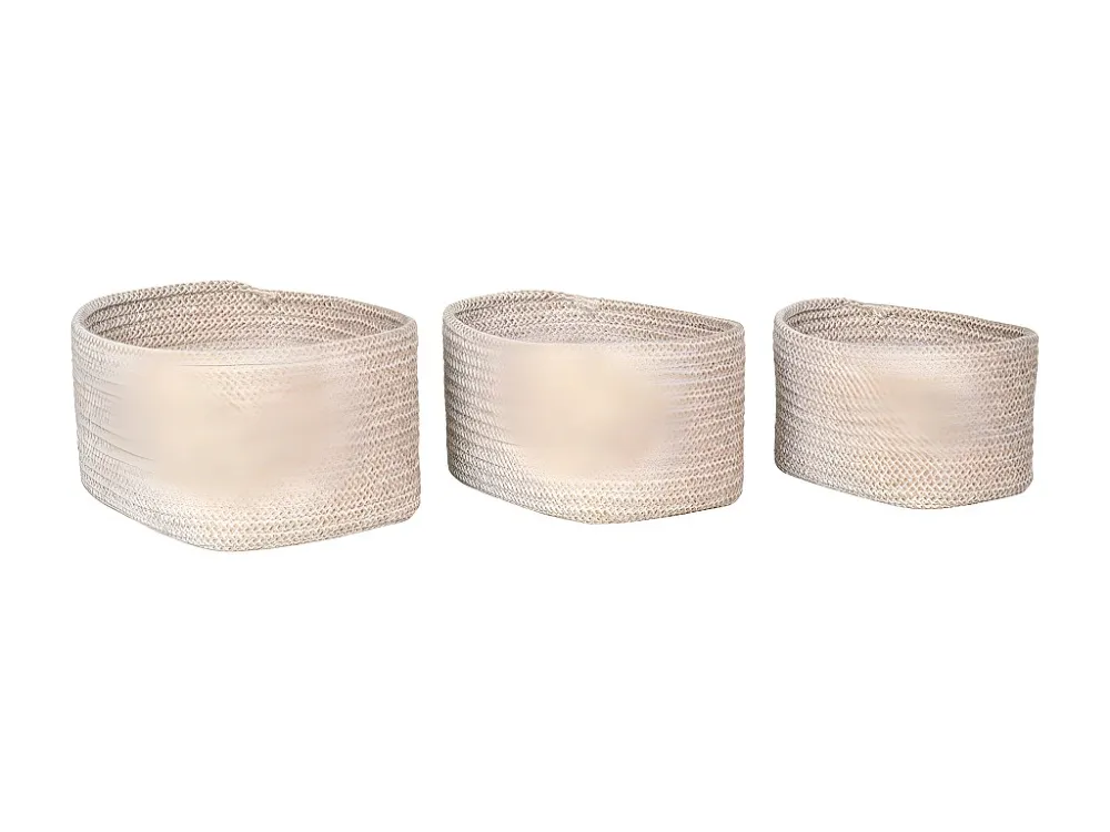Lot de 3 Paniers Décoratifs de Rangement Cadima, Beige, 23x18x13 cm, EPIKASA