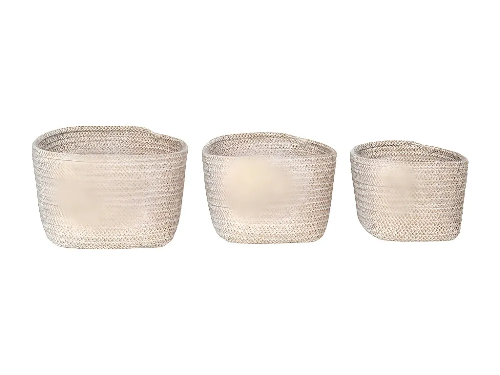Lot de 3 Paniers Décoratifs de Rangement Cadima, Beige, 23x18x13 cm, EPIKASA