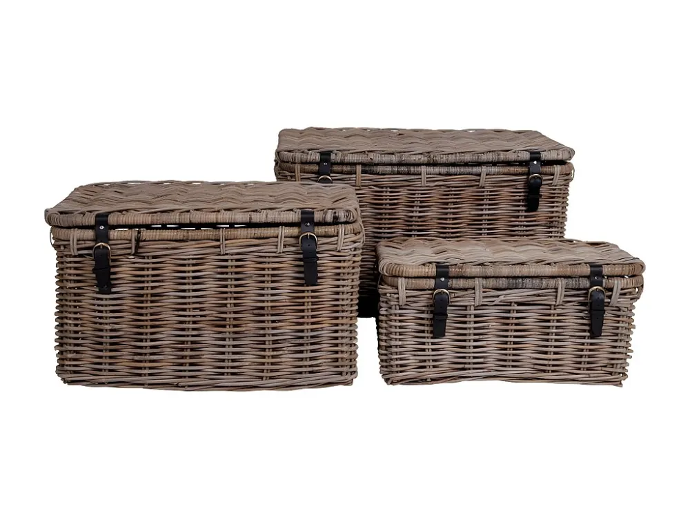 Lot de 3 Paniers Décoratifs de Rangement Depok, Marron, 81x51x48 cm, EPIKASA