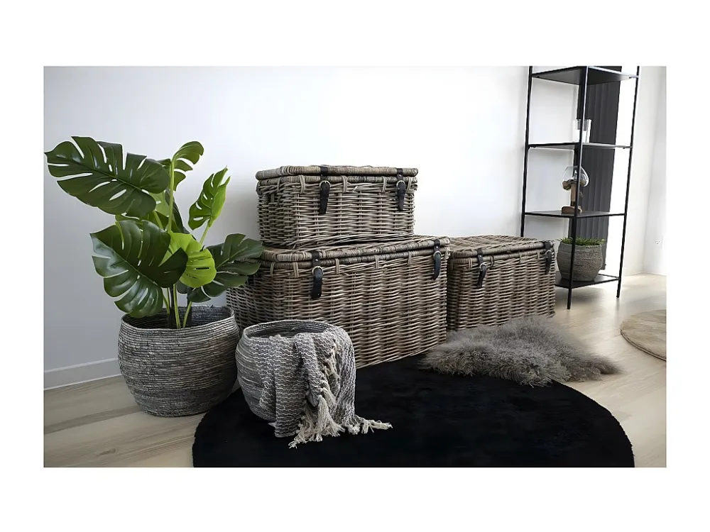 Lot de 3 Paniers Décoratifs de Rangement Depok, Marron, 81x51x48 cm, EPIKASA