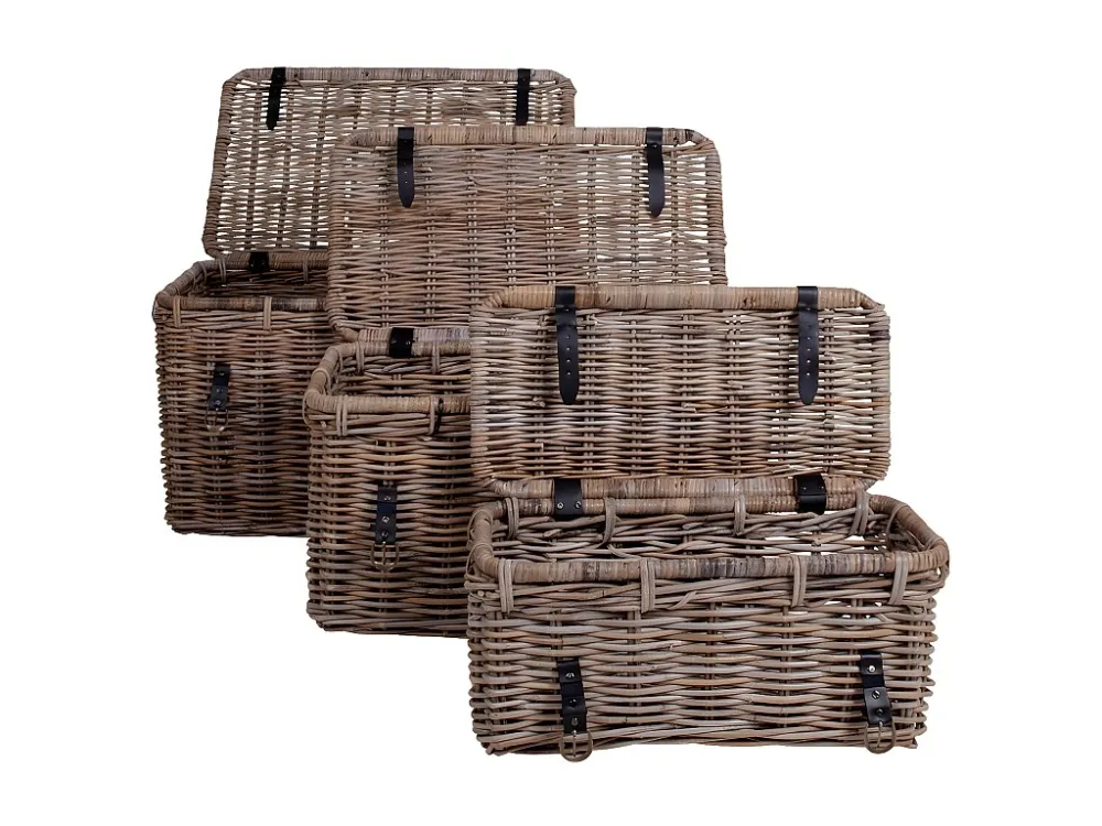 Lot de 3 Paniers Décoratifs de Rangement Depok, Marron, 81x51x48 cm, EPIKASA