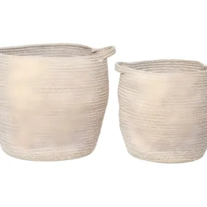 Lot de 2 Paniers Décoratifs de Rangement Lamas, Beige, 31x31x31 cm, EPIKASA