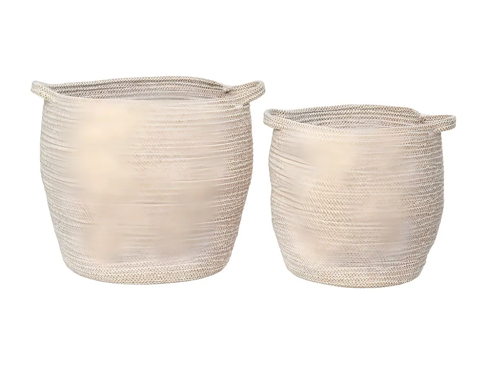 Lot de 2 Paniers Décoratifs de Rangement Lamas, Beige, 31x31x31 cm, EPIKASA