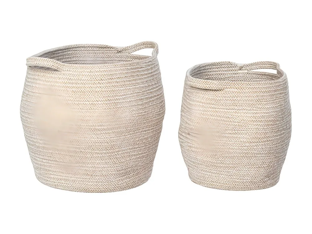 Lot de 2 Paniers Décoratifs de Rangement Lamas, Beige, 31x31x31 cm, EPIKASA