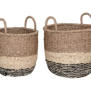 Lot de 2 Paniers Décoratifs de Rangement Lima, Marron, 33x33x31 cm, EPIKASA