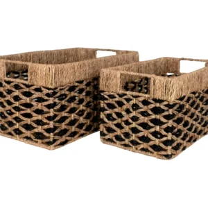 Lot de 2 Paniers Décoratifs de Rangement Salar, Marron, 40x25x21 cm, EPIKASA