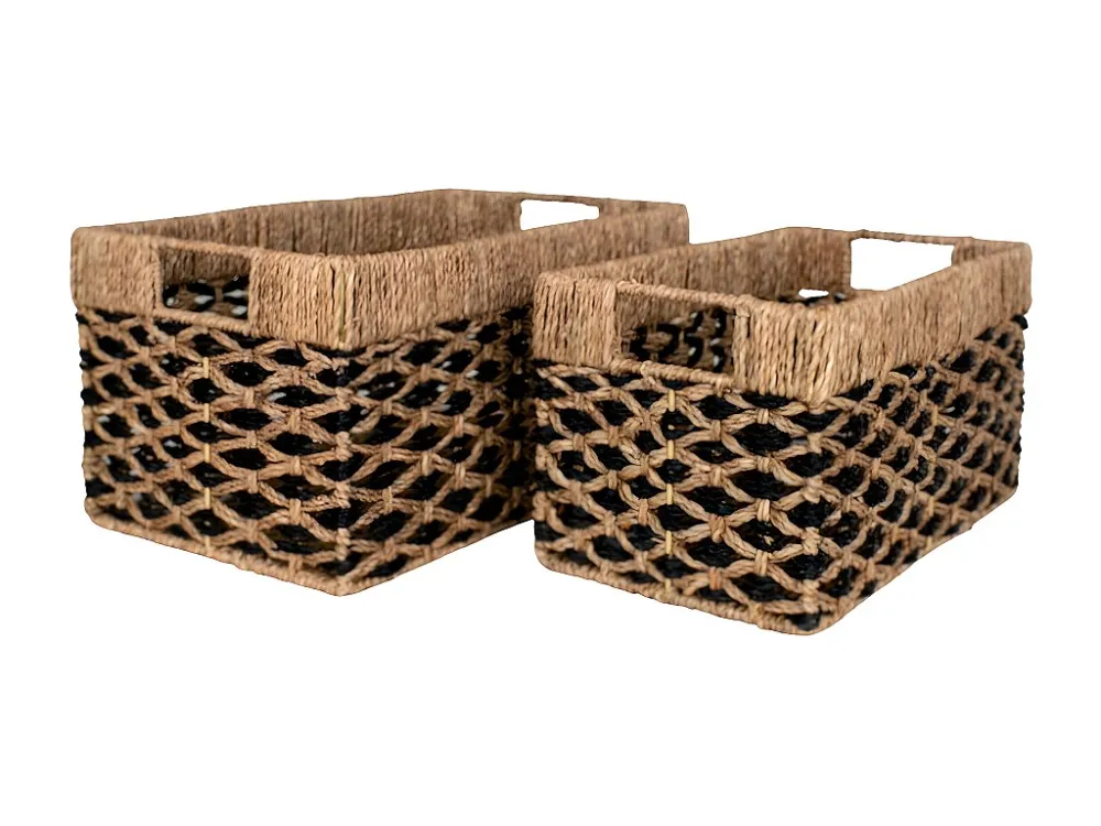 Lot de 2 Paniers Décoratifs de Rangement Salar, Marron, 40x25x21 cm, EPIKASA