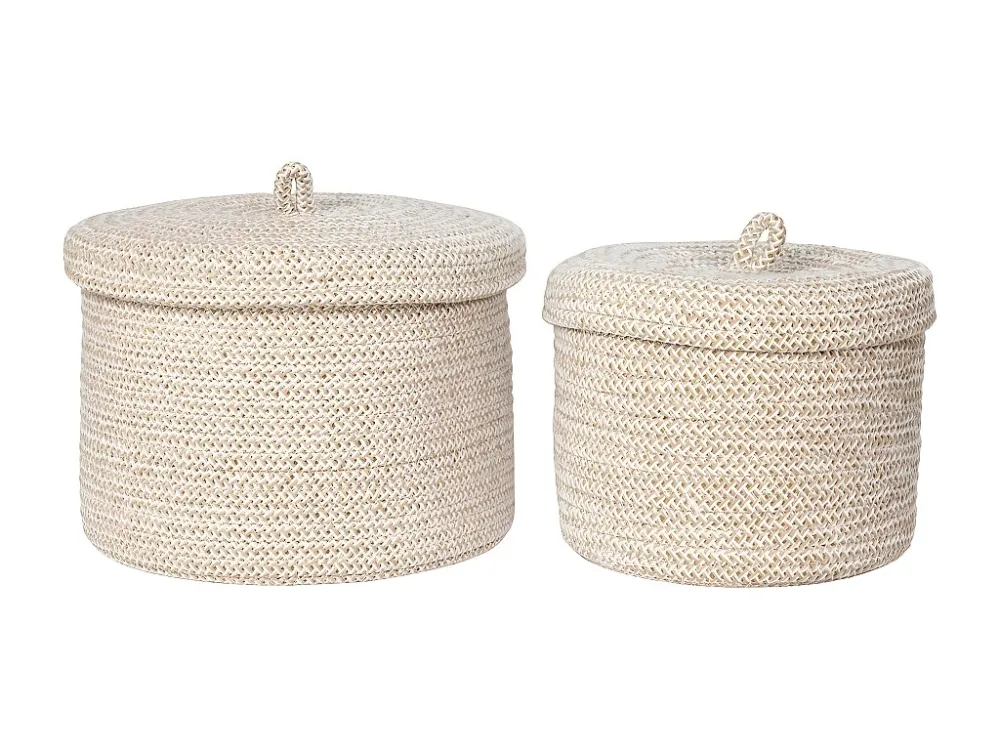 Lot de 2 Paniers Décoratifs de Rangement Sebal, Beige, 22x22x16 cm, EPIKASA