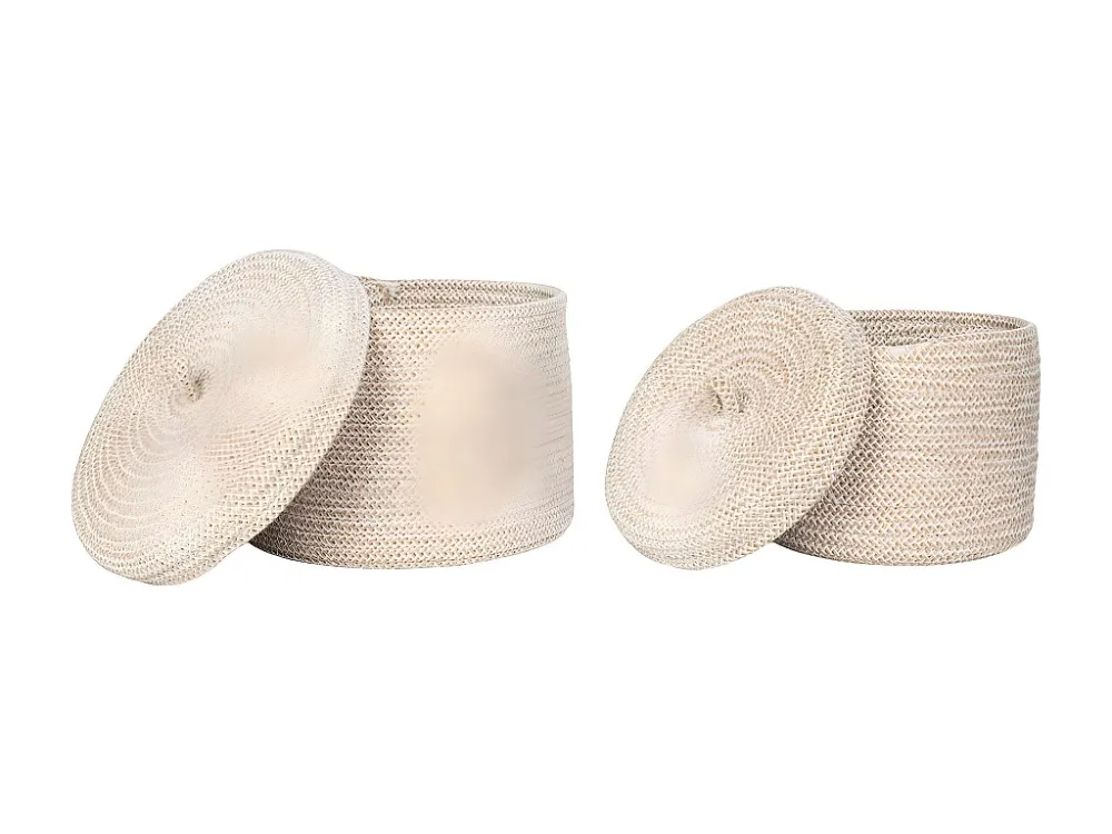 Lot de 2 Paniers Décoratifs de Rangement Sebal, Beige, 22x22x16 cm, EPIKASA