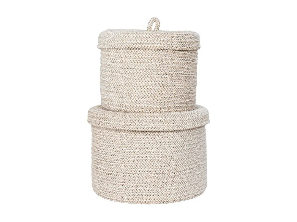 Lot de 2 Paniers Décoratifs de Rangement Sebal, Beige, 22x22x16 cm, EPIKASA