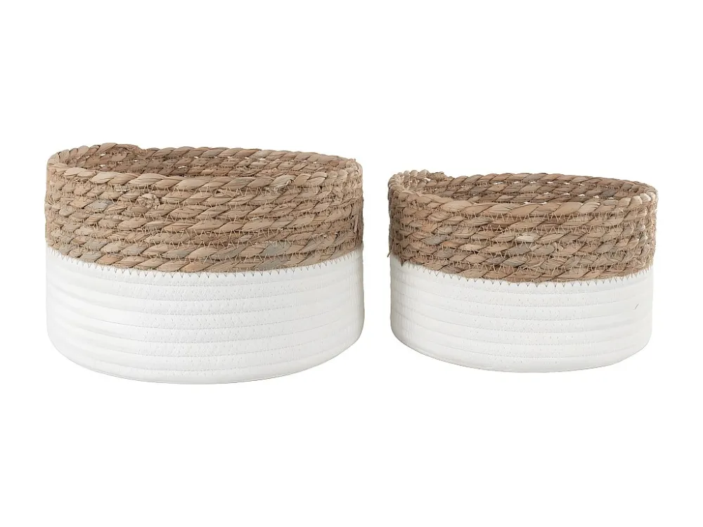 Lot de 2 Paniers Décoratifs de Rangement Tanta, Blanc, 25x25x15 cm, EPIKASA