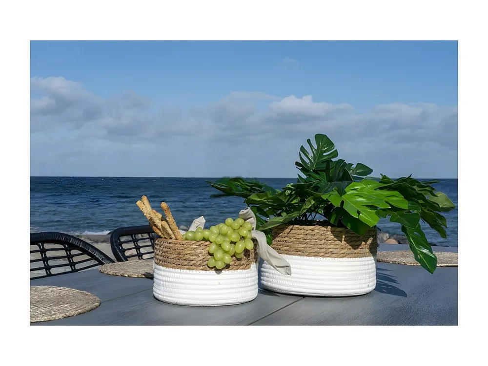 Lot de 2 Paniers Décoratifs de Rangement Tanta, Blanc, 25x25x15 cm, EPIKASA